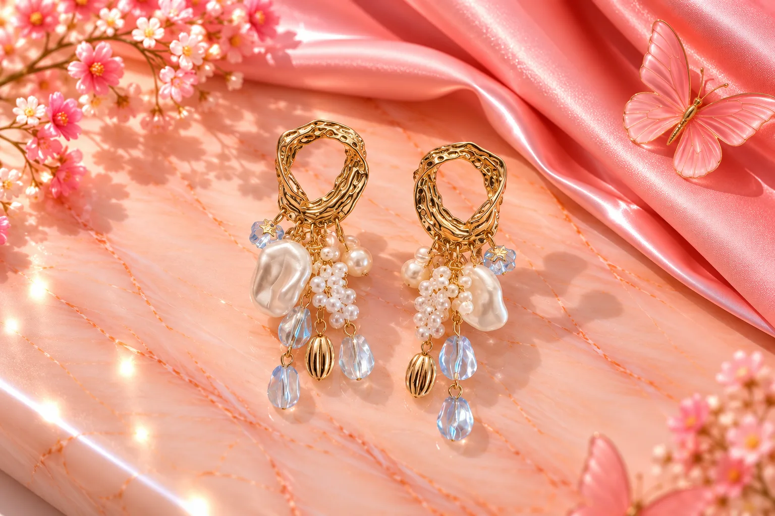 COLGANTES BLANCOS/DORADOS/CELESTES