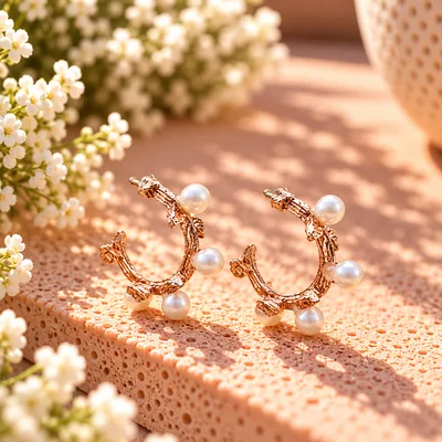 ARGOLLAS DORADAS PERLAS PUNTIAGUDAS