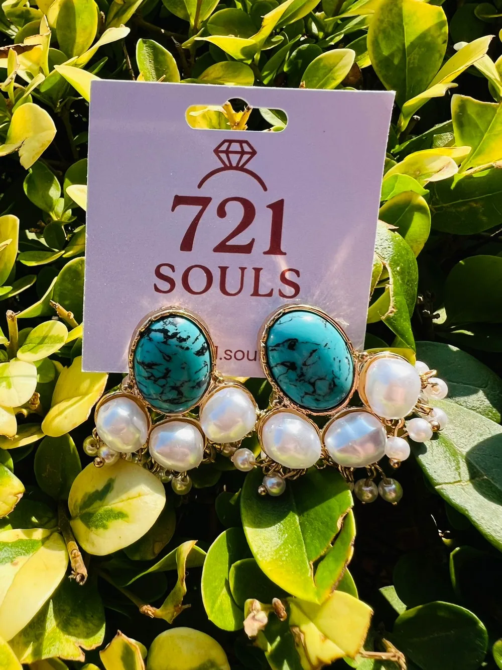 PENDIENTES PERLAS COLGANTES, BLANCO/TURQUESA