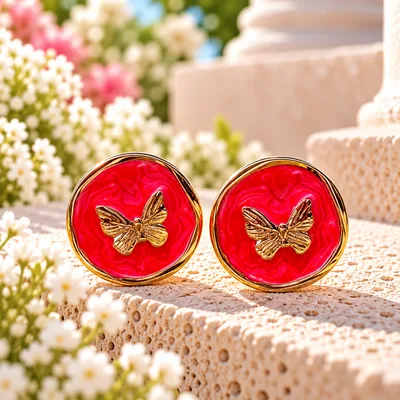 CIRCULOS ROSADOS MARIPOSAS DORADAS