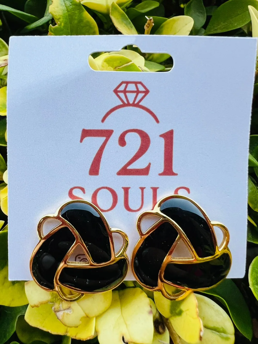 TRIANGULOS TRENZADOS NEGROS/DORADOS